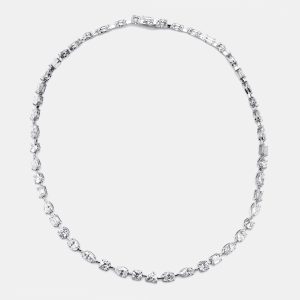 25 cts Oval, Pear, Marquise, Emerald Cut, Heart, Round Lab Grown Diamonds 18k White Gold Necklace, Necklaces - Luxury Closet
