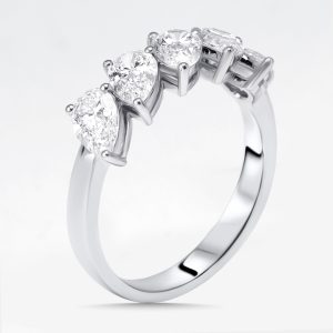 1.7 cts Pear Lab Grown Diamonds 18k White Gold Ring Size 52, Rings - Luxury Closet