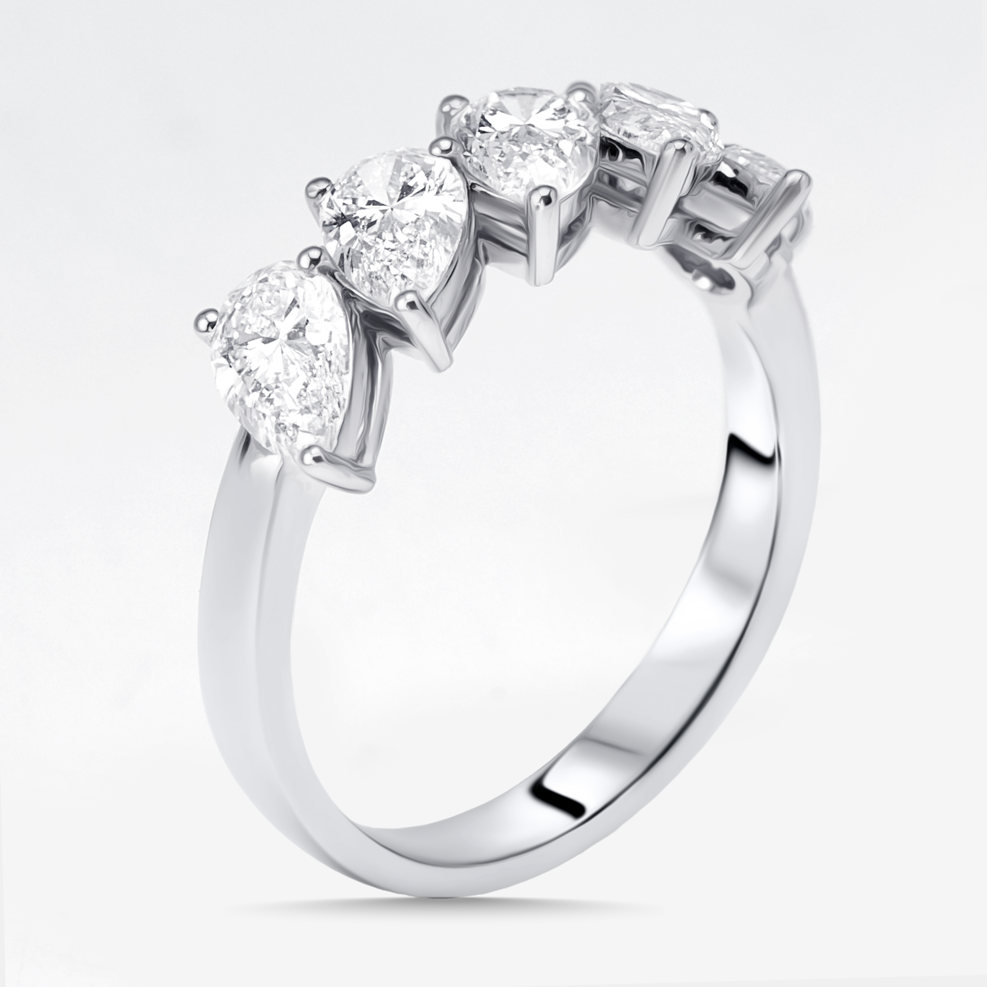 1.7 cts Pear Lab Grown Diamonds 18k White Gold Ring Size 52, Rings - Luxury Closet