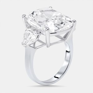 17 cts Cushion, Heart Lab Grown Diamonds 18k White Gold Ring Size 51.5, Rings - Luxury Closet