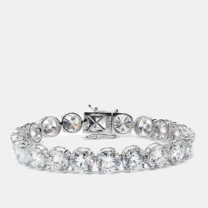 39.66 cts Round Lab Grown Diamonds 18k White Gold Bracelet, Bracelets - Luxury Closet
