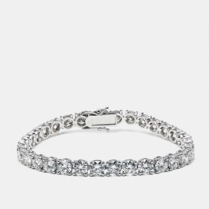 17.4 cts Round Lab Grown Diamonds 14k White Gold Bracelet, Bracelets - Luxury Closet