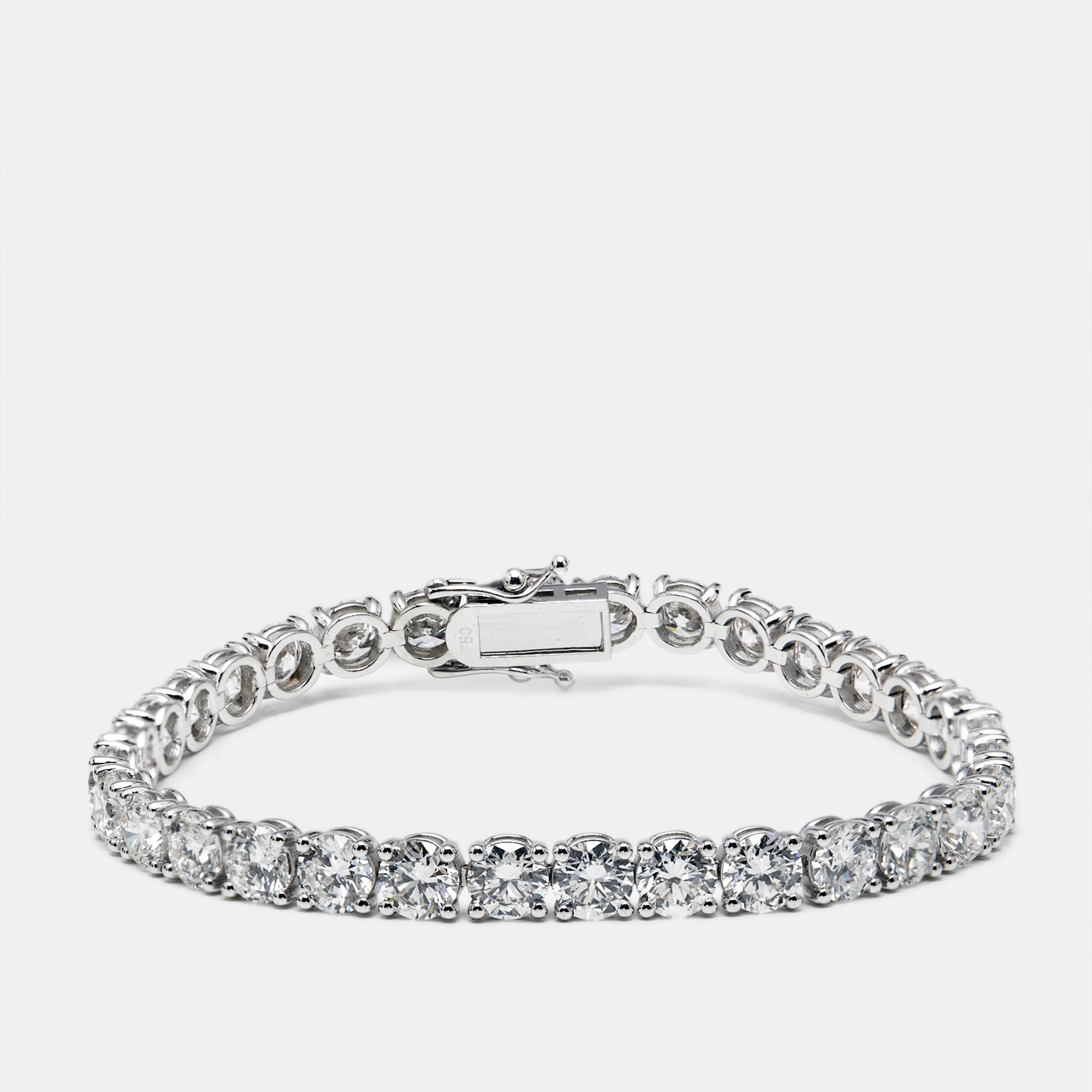 17.4 cts Round Lab Grown Diamonds 14k White Gold Bracelet, Bracelets - Luxury Closet
