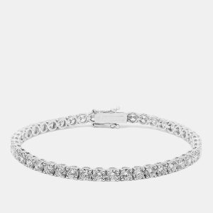 7.4 cts Round Lab Grown Diamonds 18k White Gold Bracelet, Bracelets - Luxury Closet