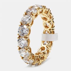 6 cts Round Lab Grown Diamonds 18k Yellow Gold Ring Size 54, Rings - Luxury Closet