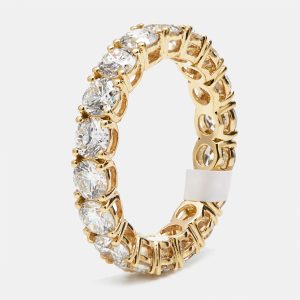 3.6 cts Round Lab Grown Diamonds 18k Yellow Gold Ring Size 54, Rings - Luxury Closet