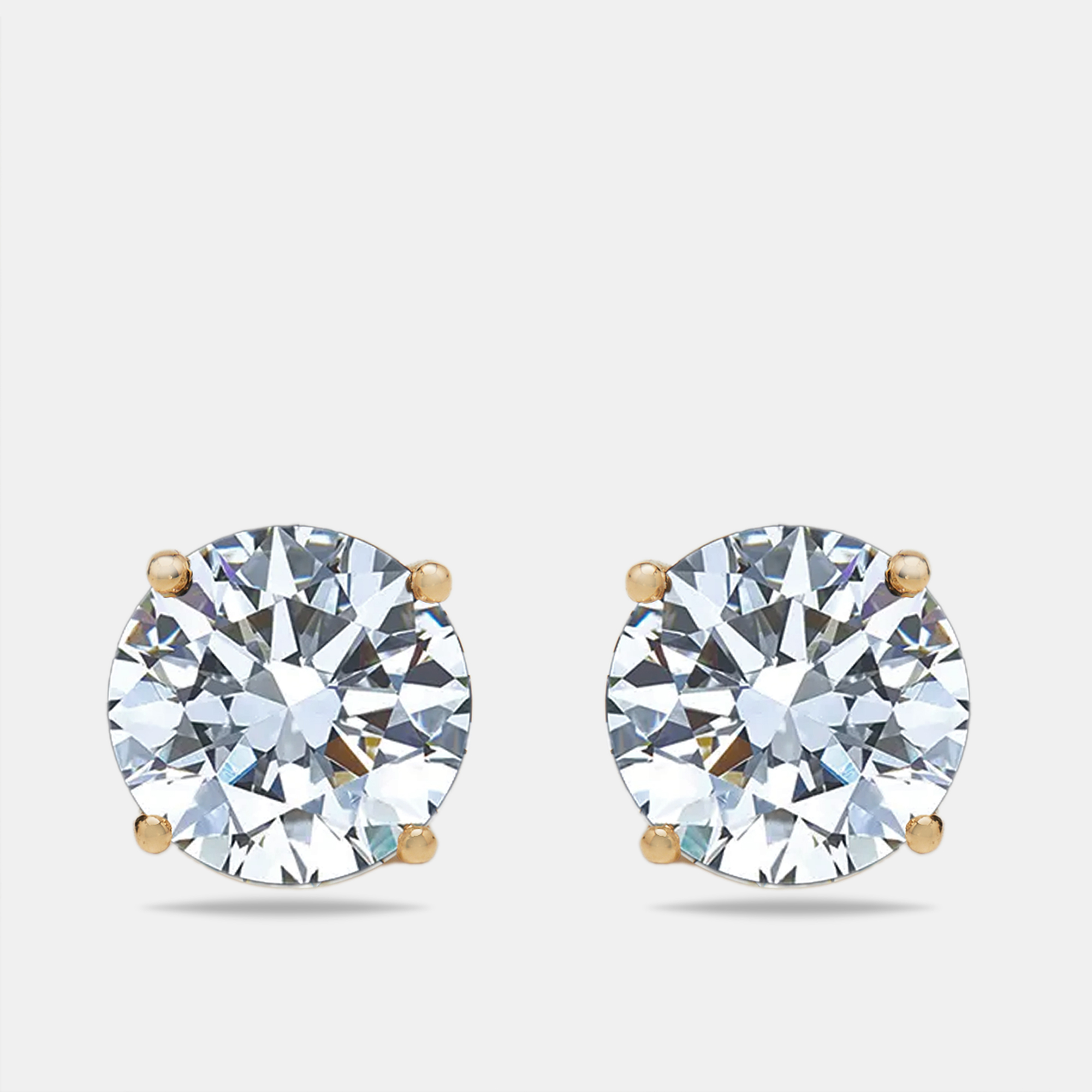 6 cts Round Lab Grown Diamonds 18k Yellow Gold Earrings, Earrings - Luxury Closet