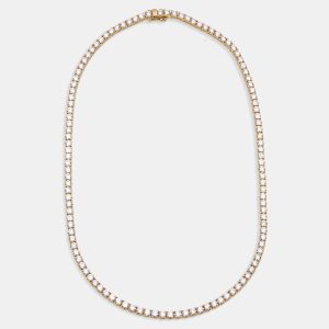 19.4 cts Round Lab Grown Diamonds 18k Yellow Gold Necklace, Necklaces - Luxury Closet