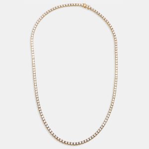 11.9 cts Round Lab Grown Diamonds 18k Yellow Gold Necklace, Necklaces - Luxury Closet