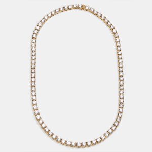 41.4 cts Round Lab Grown Diamonds 18k Yellow Gold Necklace, Necklaces - Luxury Closet