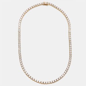 26 cts Round Lab Grown Diamonds 18k Yellow Gold Necklace, Necklaces - Luxury Closet