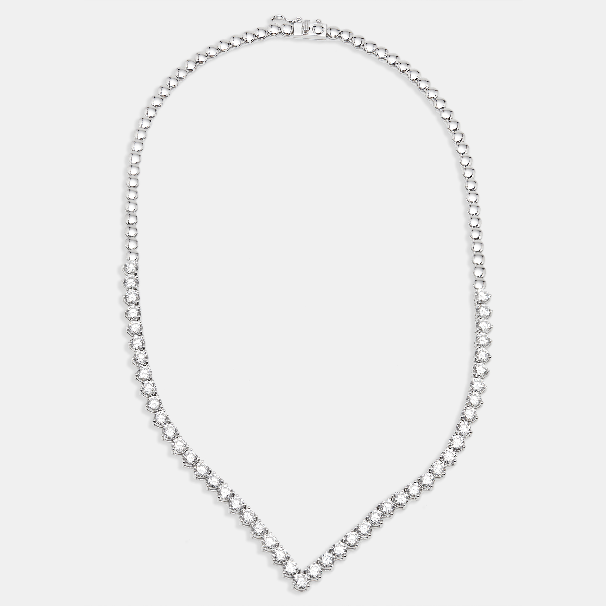 14.2 cts Round Lab Grown Diamonds 18k White Gold Necklace, Necklaces - Luxury Closet