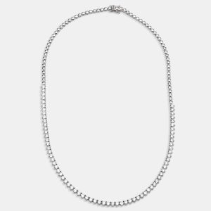 7.5 cts Round Lab Grown Diamonds 18k White Gold Necklace, Necklaces - Luxury Closet