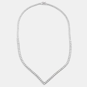 7.3 cts Round Lab Grown Diamonds 18k White Gold Necklace, Necklaces - Luxury Closet