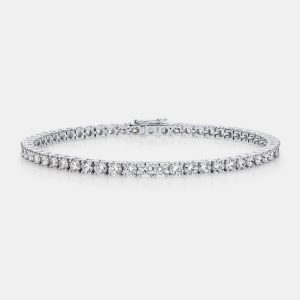 5.30 cts Round Brilliant Cut Lab Grown Diamonds 18k White Gold Tennis Bracelet, Bracelets - Luxury Closet