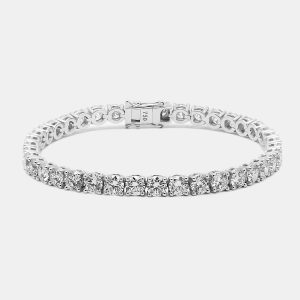 9.50 cts Round Brilliant Cut Lab Grown Diamonds 18k White Gold Tennis Bracelet, Bracelets - Luxury Closet