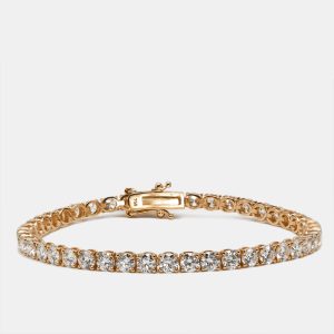 7.20 cts Round Brilliant Cut Lab Grown Diamonds 18k Rose Gold Tennis Bracelet, Bracelets - Luxury Closet