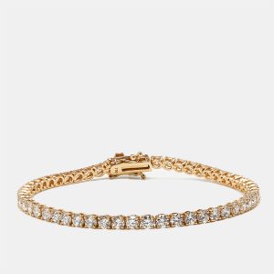 5.30 cts Round Brilliant Lab Grown Diamonds 18k Rose Gold Tennis Bracelet, Bracelets - Luxury Closet