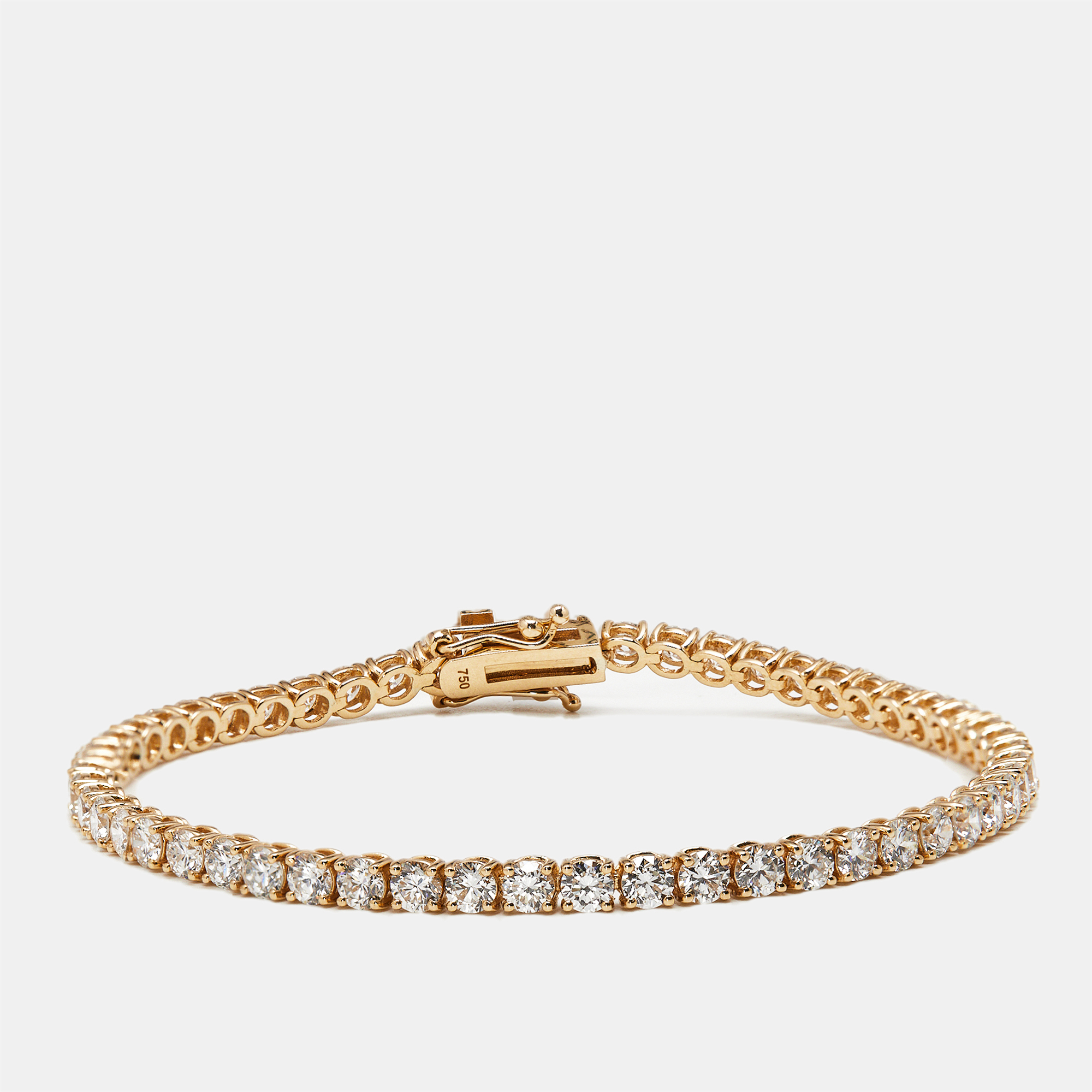 5.30 cts Round Brilliant Lab Grown Diamonds 18k Rose Gold Tennis Bracelet, Bracelets - Luxury Closet