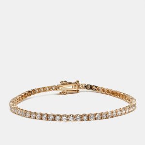 3.50 cts Round Brilliant Cut Lab Grown Diamonds 18k Rose Gold Tennis Bracelet, Bracelets - Luxury Closet