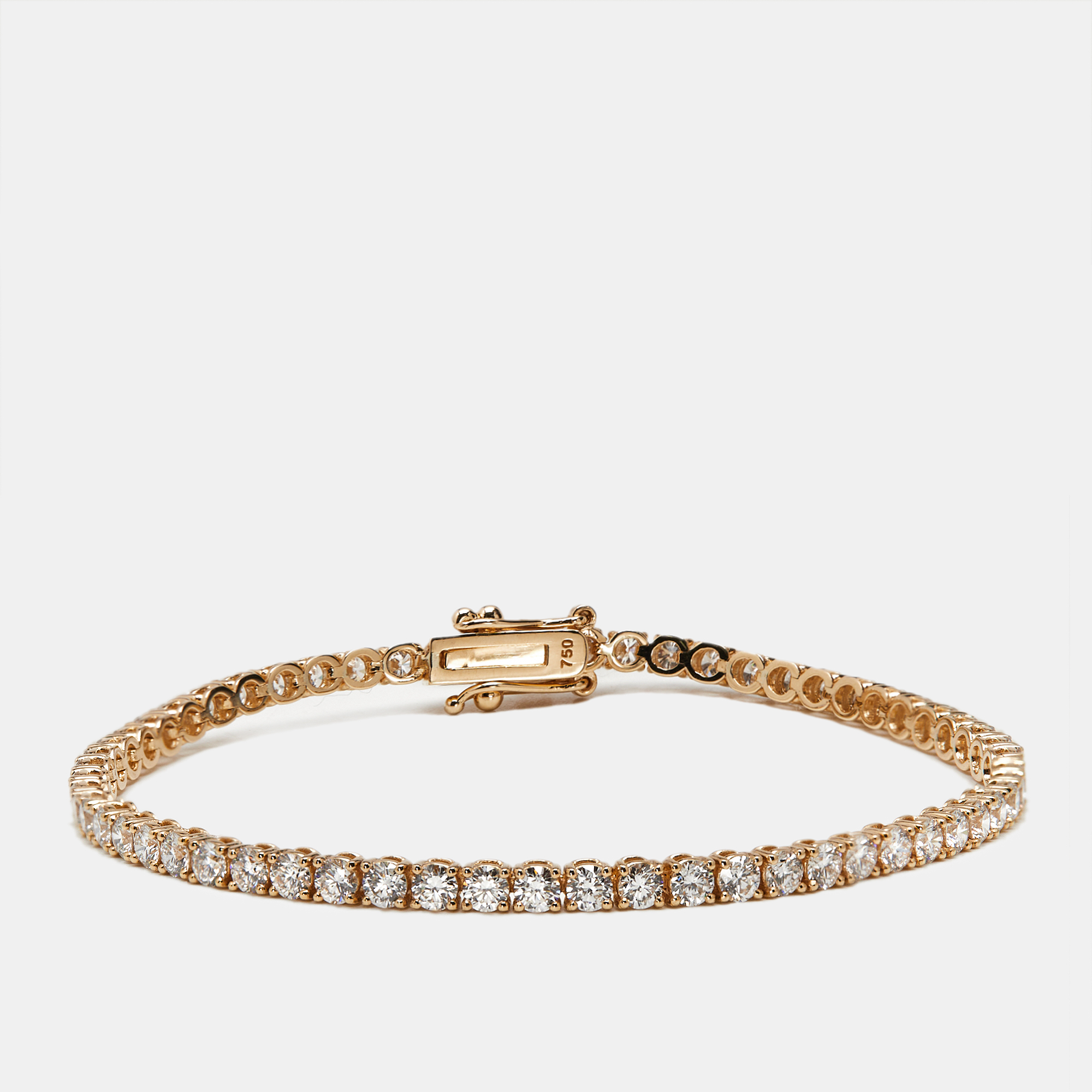 3.50 cts Round Brilliant Cut Lab Grown Diamonds 18k Rose Gold Tennis Bracelet, Bracelets - Luxury Closet