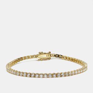 3.50 cts Round Brilliant Cut Lab Grown Diamonds 18k Yellow Gold Tennis Bracelet, Bracelets - Luxury Closet