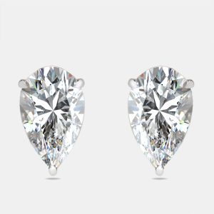 4.00 cts Pear Brilliant Cut 18k White Gold Stud Earrings, Earrings - Luxury Closet