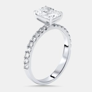 1.95 cts Radiant Lab Grown Diamond 18K White Gold Ring Size 54, Rings - Luxury Closet