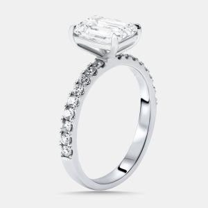 2.40 cts Emerald Lab Grown Diamond 18K White Gold Ring Size 54, Rings - Luxury Closet