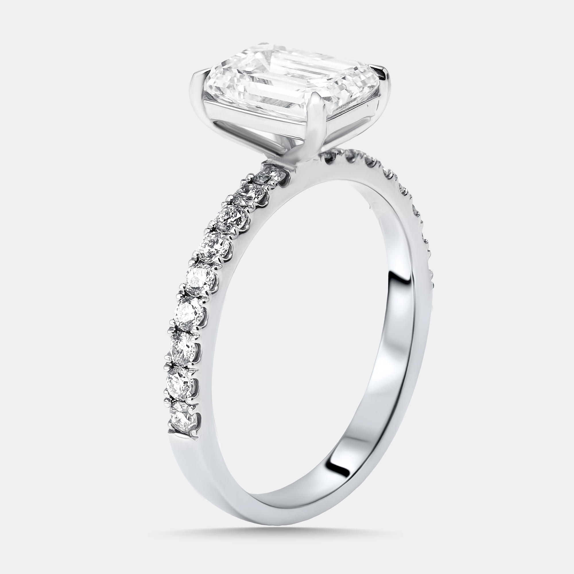 2.40 cts Emerald Lab Grown Diamond 18K White Gold Ring Size 54, Rings - Luxury Closet