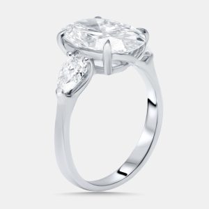 4.75 cts Oval Lab Grown Diamond 18K White Gold Ring Size 54, Rings - Luxury Closet