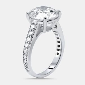 5.56 cts Round Lab Grown Diamond 18K White Gold Ring Size 52, Rings - Luxury Closet