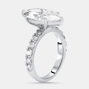 5.85 cts Marquise Lab Grown Diamond 18K White Gold Ring Size 55, Rings - Luxury Closet