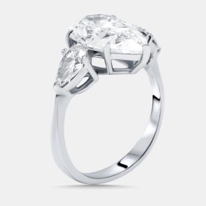 6.12 cts Pear Lab Grown Diamond 18K White Gold Ring Size 54, Rings - Luxury Closet