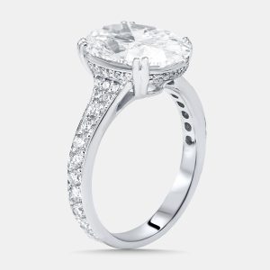 6.04 cts Oval Lab Grown Diamond 18K White Gold Ring Size 54, Rings - Luxury Closet