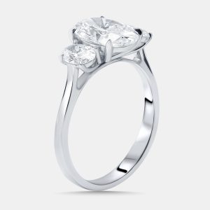 2.62 cts Oval Lab Grown Diamond 18K White Gold Ring Size 54, Rings - Luxury Closet