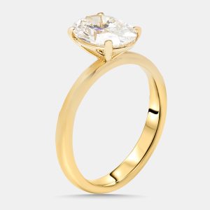 2.00 cts Oval Lab Grown Diamond 18K Yellow Gold Ring Size 55, Rings - Luxury Closet