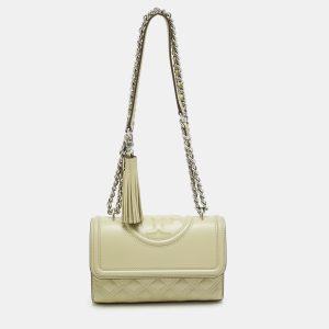 Tory Burch Fleming Small Olive Green Leather Shoulder Bag, Shoulder Bags - Luxury Closet