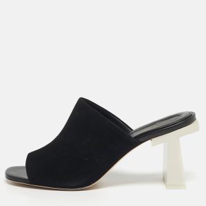 Tory Burch Size 40 Black Suede Block T Mules, Sandals - Luxury Closet