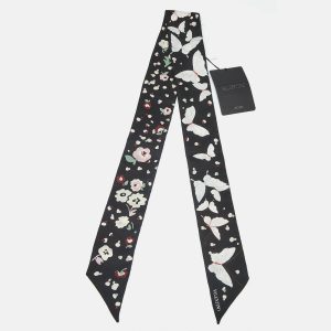 Valentino Black Butterfly Print Silk Bandeau Scarf, Scarves & Shawls - Luxury Closet