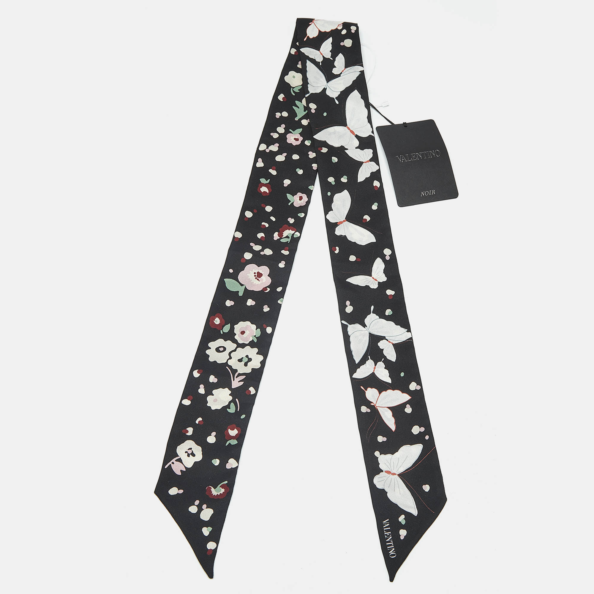 Valentino Black Butterfly Print Silk Bandeau Scarf, Scarves & Shawls - Luxury Closet