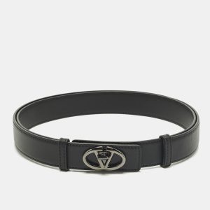 Valentino VLogo M Buckle Belt Black Leather, Belt Buckles - Luxury Closet