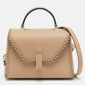 Valextra Iside Micro Beige Leather Top Handle Bag, Satchels - Luxury Closet