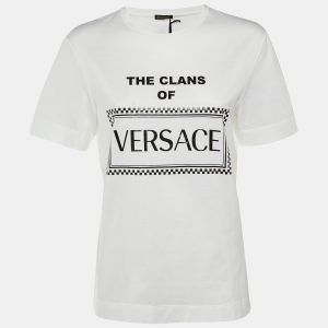 Versace White The Clans of Versace Cotton Crew Neck T-Shirt M, Shirts & Tops - Luxury Closet