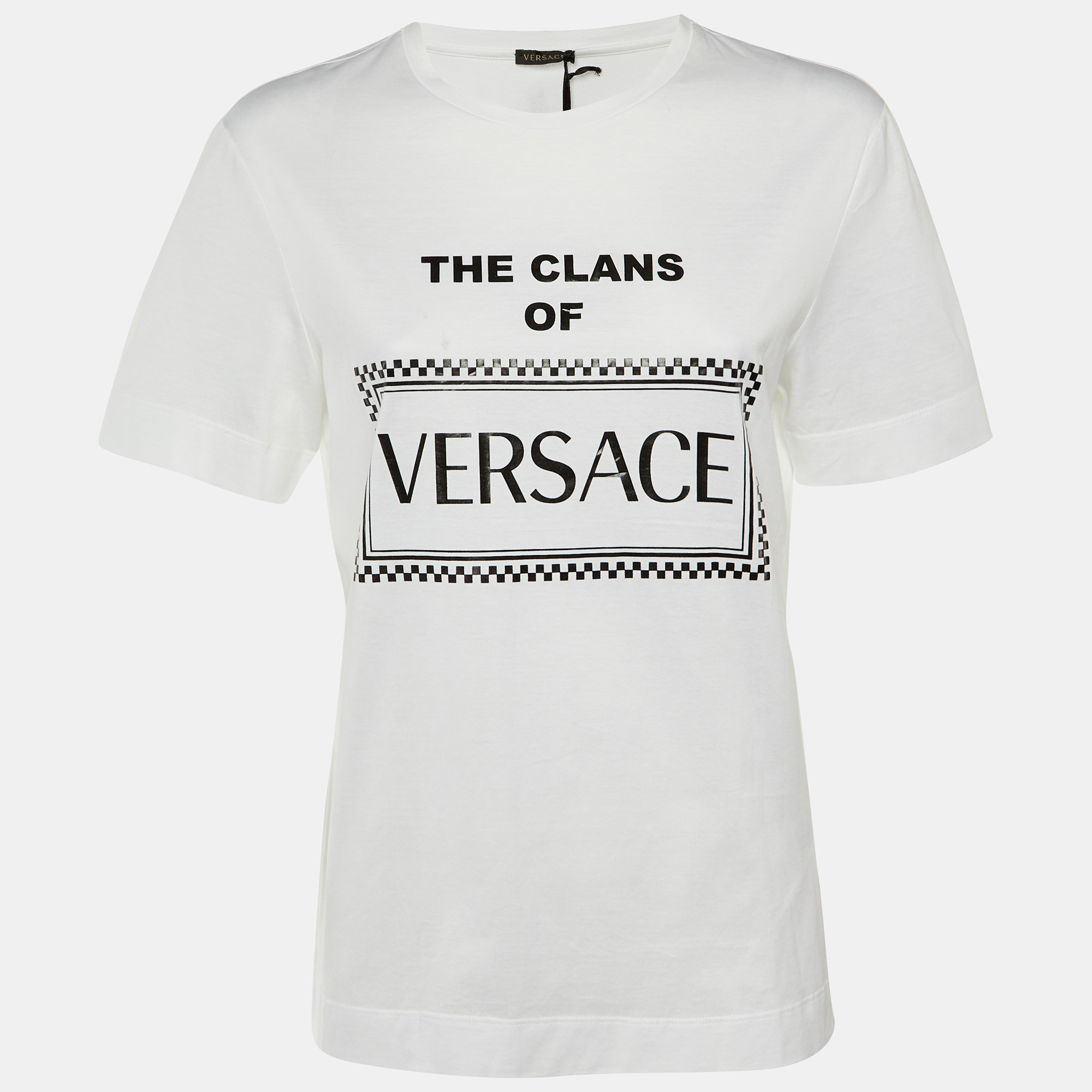 Versace White The Clans of Versace Cotton Crew Neck T-Shirt M, Shirts & Tops - Luxury Closet