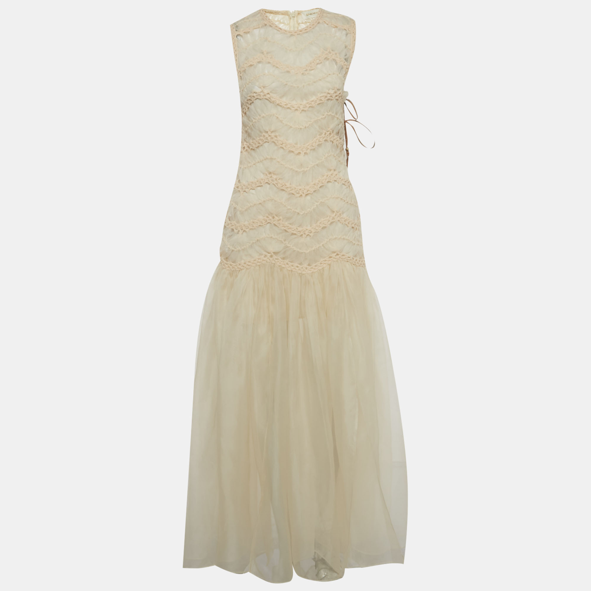 Zimmermann Cream Organza Illuminate Macrame Tulle Maxi Dress M, Dresses - Luxury Closet