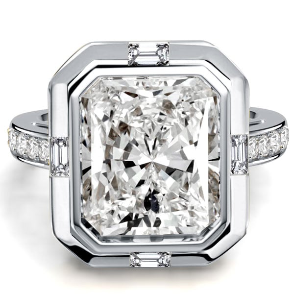halo engagement rings - Italo Sterling Silver Set Side Stone 5.5 Carat Radiant Cut Engagement Ring For Women, Italo jewelry - Online Catalog