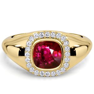 halo engagement rings - Italo Halo Ruby Ring Ruby Cushion Cut Engagement Ring For Women, Italo jewelry - Online Catalog