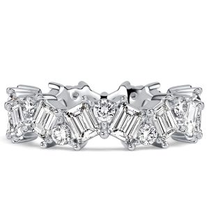 eternity band - Italo Alternating Emerald & Round Cut Eternity Wedding Band For Women, Italo jewelry - Online Catalog