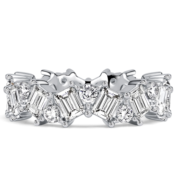 eternity band - Italo Alternating Emerald & Round Cut Eternity Wedding Band For Women, Italo jewelry - Online Catalog